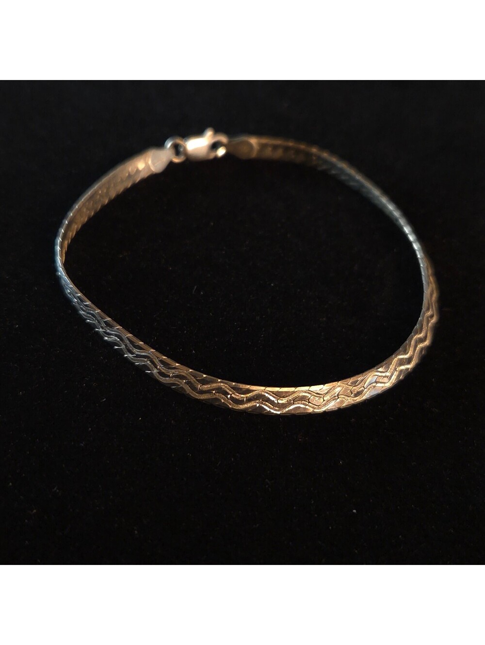 Vintage 7 1/2" Milor Sterling Silver Etched Herringbone Bracelet